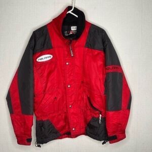 Vintage Polaris Full Zip Snowmobile Jacket Men's Size Medium Red/Black Winter